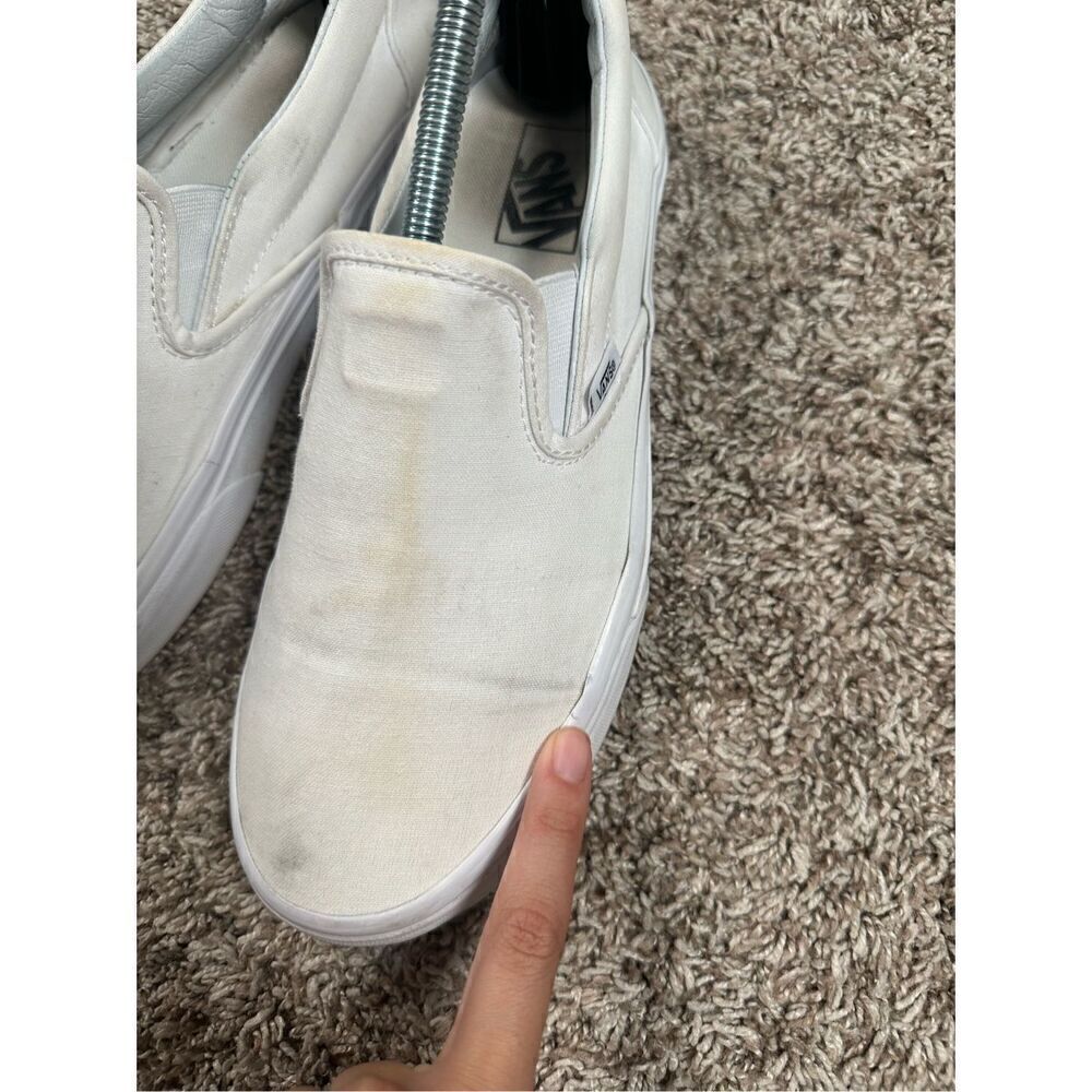 vans white slip on sneakers cavas flat shoes skate unisex women’s 10 men’s 8.5 - Picture 9 of 11